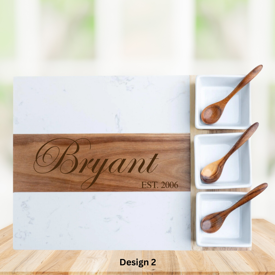 Personalized Marble Charcuterie Board Set