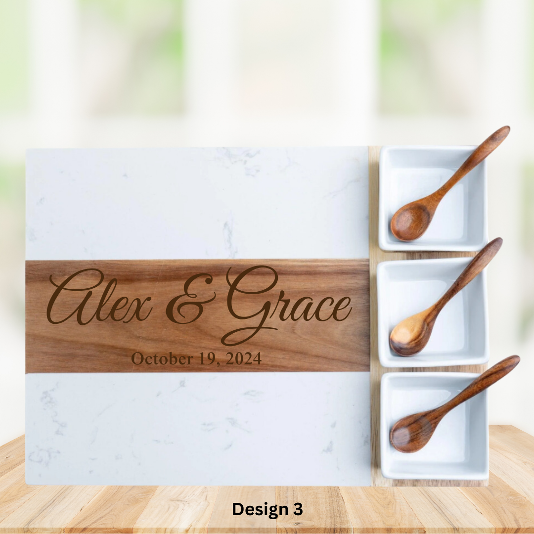 Personalized Marble Charcuterie Board Set