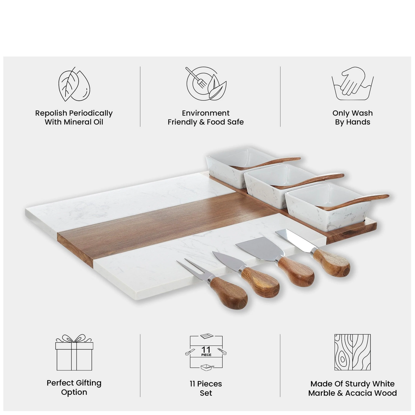 Personalized Marble Charcuterie Board Set