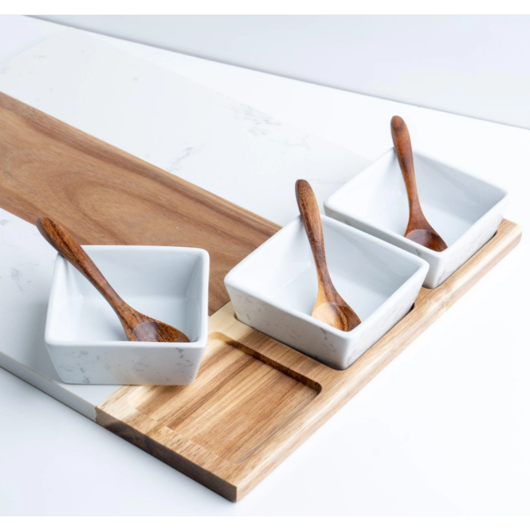 Personalized Marble Charcuterie Board Set